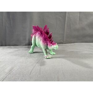 Vintage Plastic 90's Ankyo Stegosaurus Figure 8"x4" Vibrant Pink and Green